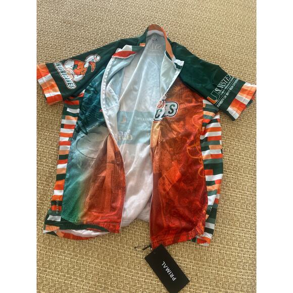 Miami Hurricanes Primal Cycling Jersey Cancer Awareness Mens Sz L Green & Orange - Picture 4 of 7